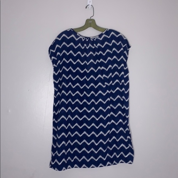 H&M L.O.G.G. Relaxed fit chevron tassel tunic top 10 blue women’s resort - Picture 2 of 8